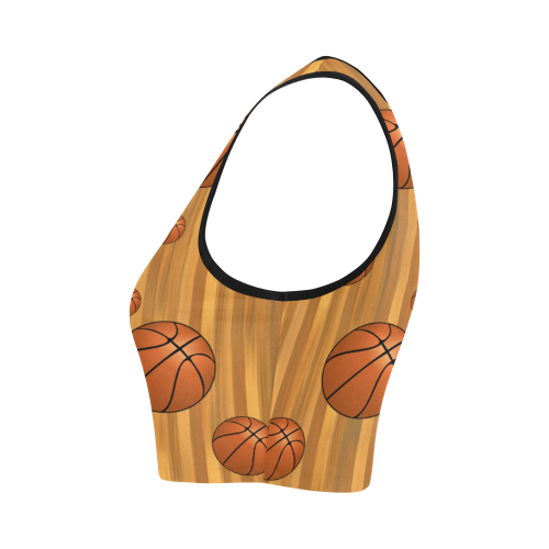 Basketballs with Wood Background Women's Crop Top (Model T42)