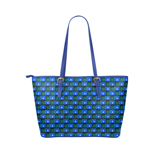 Interwoven Highlights - Blue & Green Leather Tote Bag/Large (Model 1651)