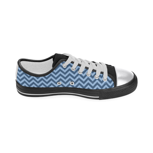 Chevron ZigZag black & white transparent Women's Classic Canvas Shoes (Model 018)