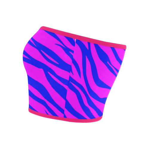 Hot Pink Blue Zebra Stripes Bandeau Top