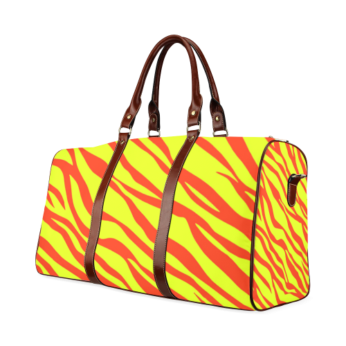 Cherry Red Sunshine Yellow Zebra Stripes Waterproof Travel Bag/Large (Model 1639)