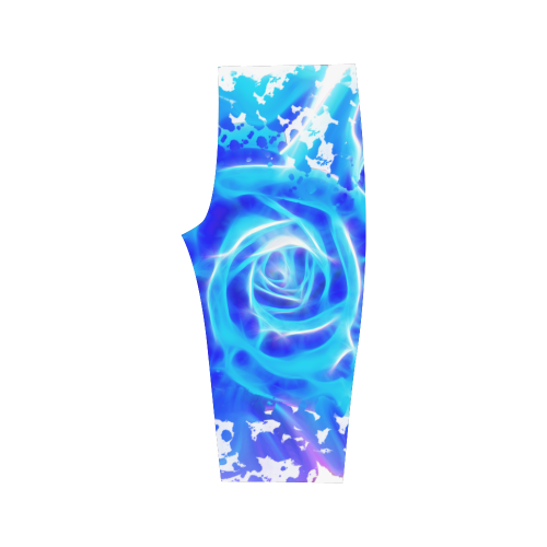 Blue rose fractal Hestia Cropped Leggings (Model L03)