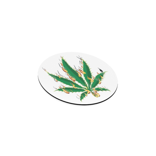 Flaming Marijuana Leaf Round Coaster