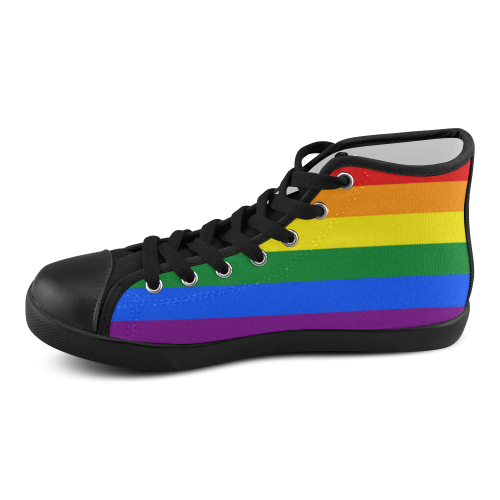 Gay Pride Rainbow Flag Stripes Women's High Top Canvas Shoes (Model 002)