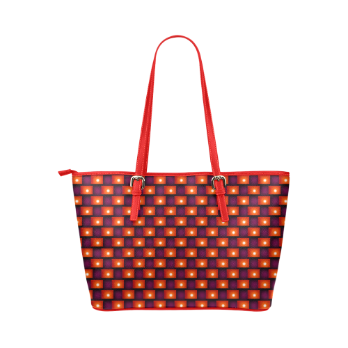Interwoven Highlights - Red/Orange Leather Tote Bag/Small (Model 1651)