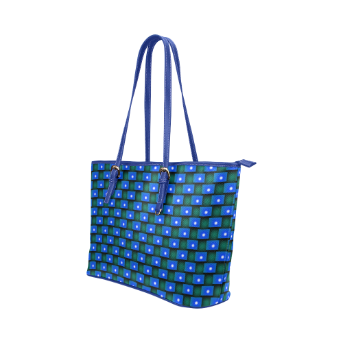Interwoven Highlights - Blue & Green Leather Tote Bag/Large (Model 1651)