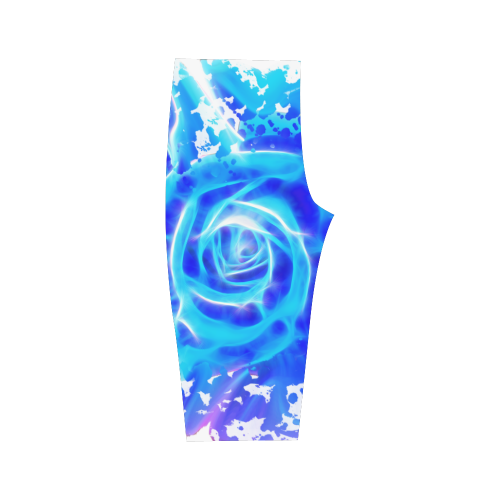 Blue rose fractal Hestia Cropped Leggings (Model L03)