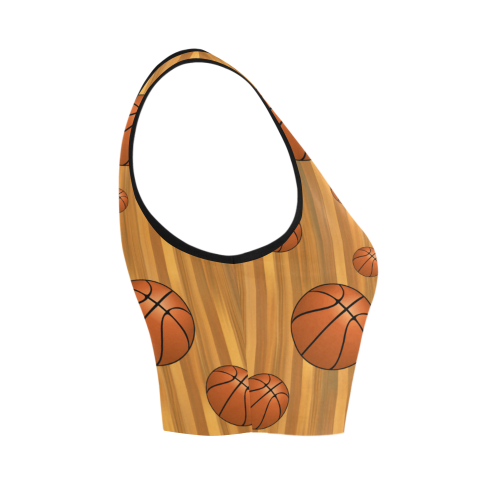 Basketballs with Wood Background Women's Crop Top (Model T42)