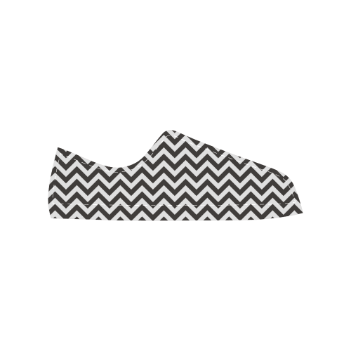 HIPSTER zigzag chevron pattern black & white Women's Classic Canvas Shoes (Model 018)