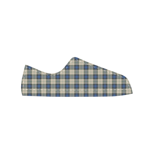 Classic Tartan Squares Fabric - blue beige Women's Classic Canvas Shoes (Model 018)