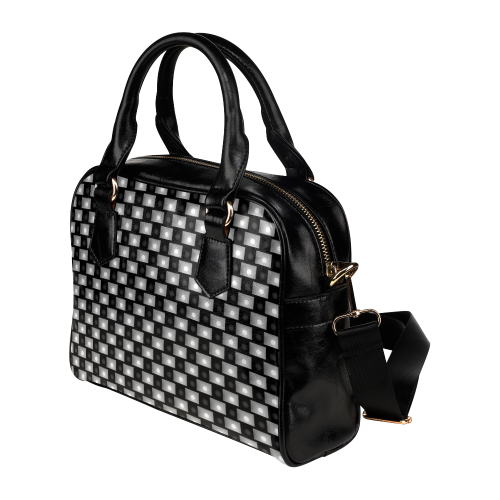 Interwoven Highlights - Black & Gray Shoulder Handbag (Model 1634)