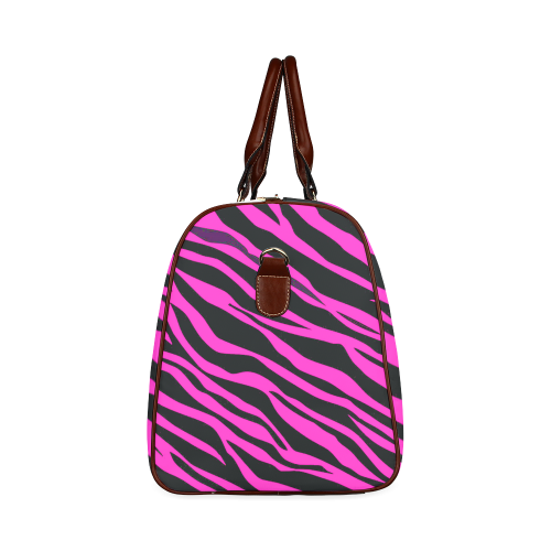 Hot Pink Zebra Stripes Waterproof Travel Bag/Large (Model 1639)