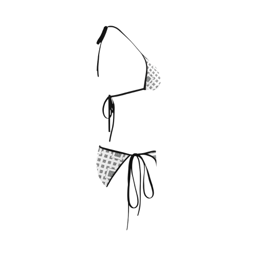 Solid Squares Frame Mosaic Black & White Custom Bikini Swimsuit