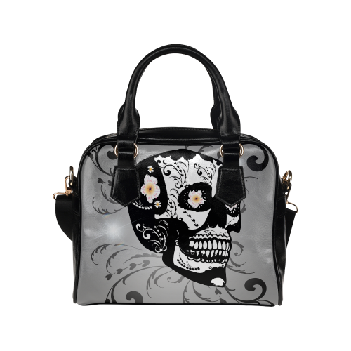 Wonderful sugar skull in black and white Shoulder Handbag (Model 1634)