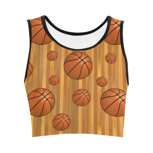 Basketballs with Wood Background Women's Crop Top (Model T42)