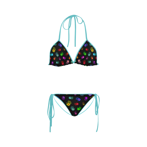 Multicolored HANDS with HEARTS love pattern Custom Bikini Swimsuit