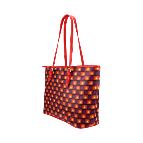 Interwoven Highlights - Red/Orange Leather Tote Bag/Small (Model 1651)