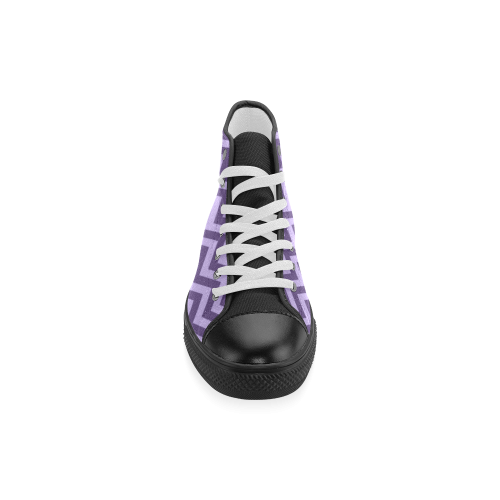 Chevron ZigZag black & white transparent Men’s Classic High Top Canvas Shoes (Model 017)