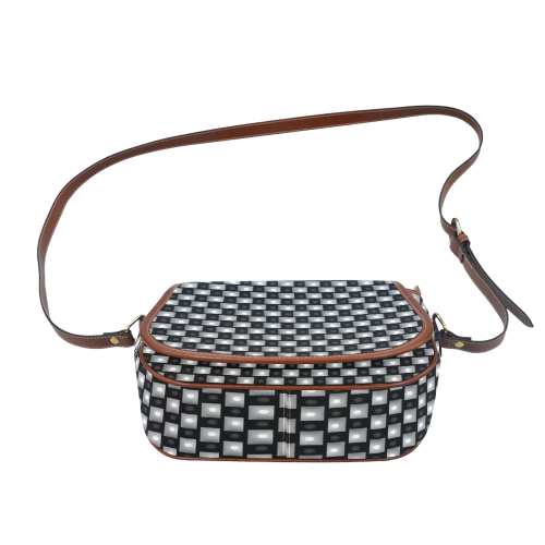 Interwoven Highlights - Black & Gray Saddle Bag/Small (Model 1649) Full Customization