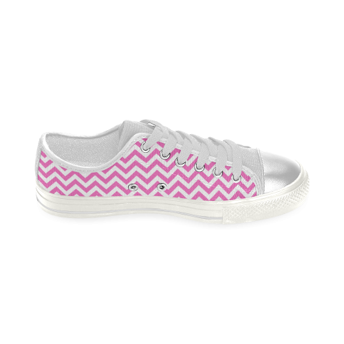 HIPSTER zigzag chevron pattern white Women's Classic Canvas Shoes (Model 018)