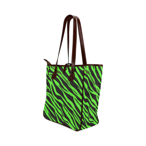 Neon Green Zebra Stripes Classic Tote Bag (Model 1644)