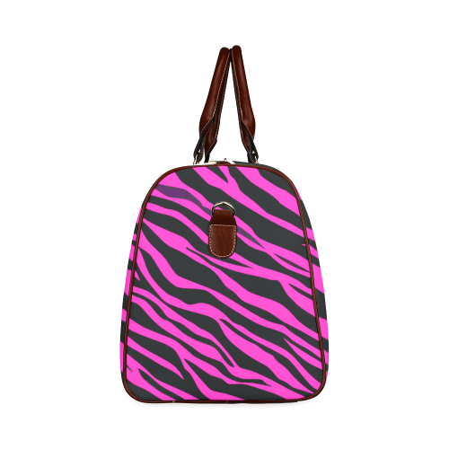 Hot Pink Zebra Stripes Waterproof Travel Bag/Small (Model 1639)