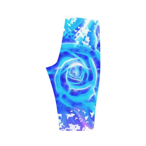 Blue rose fractal Hestia Cropped Leggings (Model L03)
