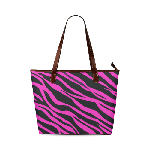 Hot Pink Zebra Stripes Shoulder Tote Bag (Model 1646)