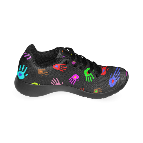 Multicolored HANDS with HEARTS love pattern Women’s Running Shoes (Model 020)