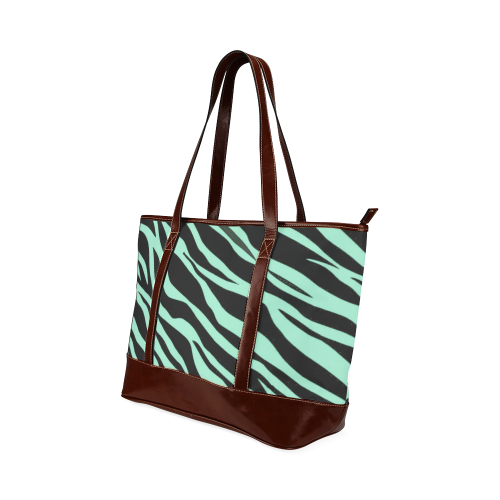 Mint Green Zebra Stripes Tote Handbag (Model 1642)