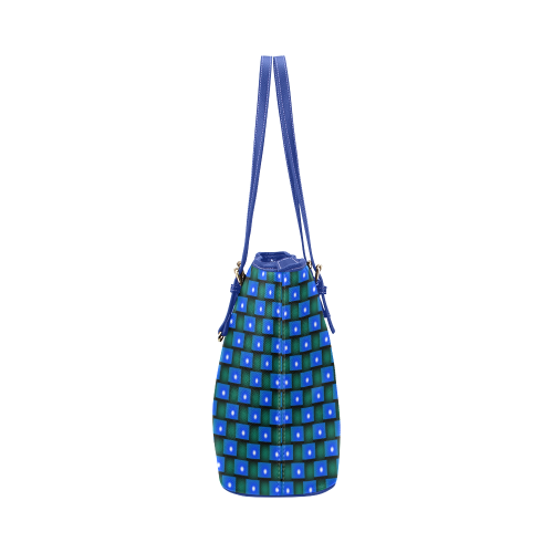 Interwoven Highlights - Blue & Green Leather Tote Bag/Small (Model 1651)