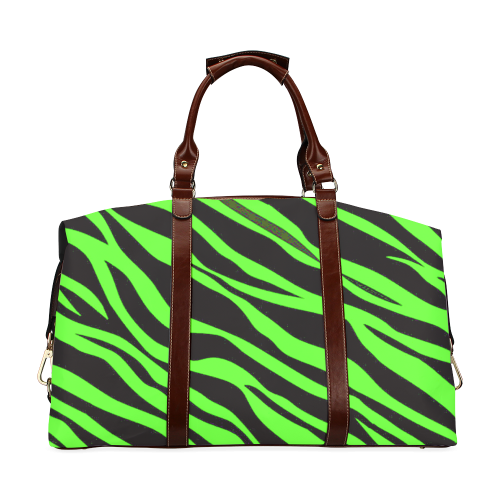 Neon Green Zebra Stripes Classic Travel Bag (Model 1643)