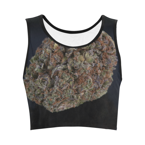 Medicinal Medical Marijuana on Black Women's Crop Top (Model T42)