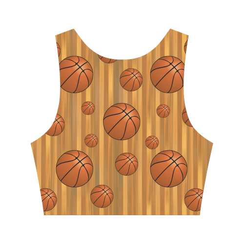 Basketballs with Wood Background Women's Crop Top (Model T42)