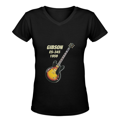Gibson es 345 1959 Women's Deep V-neck T-shirt (Model T19)
