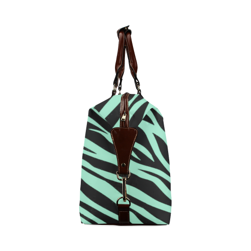 Mint Green Zebra Stripes Classic Travel Bag (Model 1643)