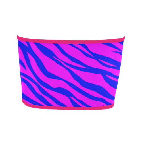 Hot Pink Blue Zebra Stripes Bandeau Top