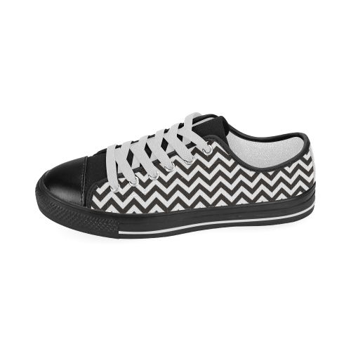 HIPSTER zigzag chevron pattern black & white Women's Classic Canvas Shoes (Model 018)