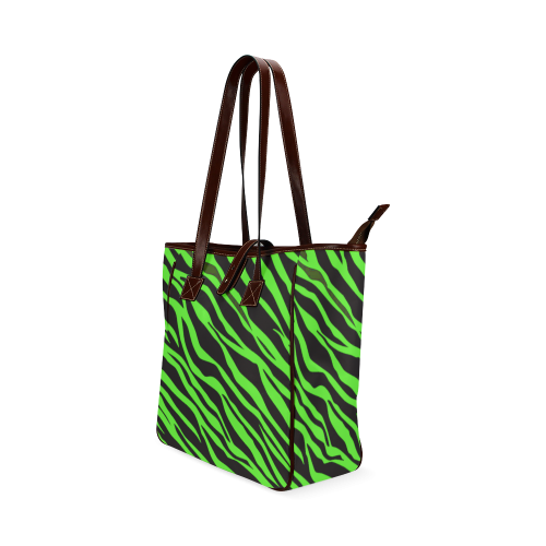 Neon Green Zebra Stripes Classic Tote Bag (Model 1644)