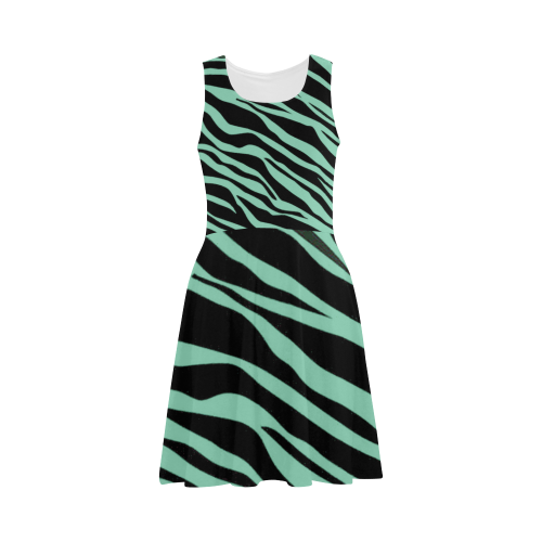 Mint Green Zebra Stripes Atalanta Sundress (Model D04)