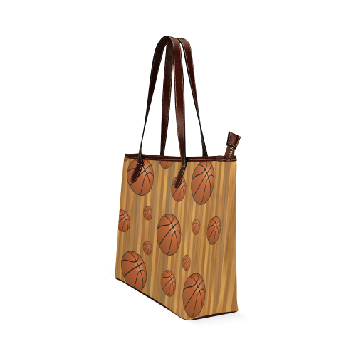 Basketballs with Wood Background Shoulder Tote Bag (Model 1646)