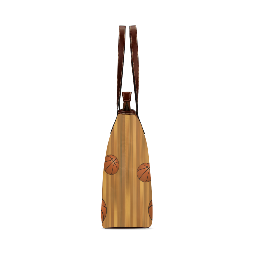 Basketballs with Wood Background Shoulder Tote Bag (Model 1646)