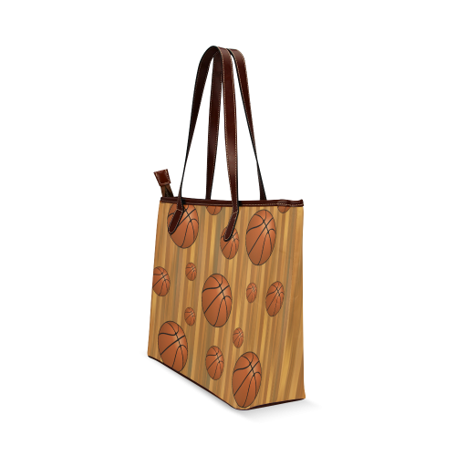 Basketballs with Wood Background Shoulder Tote Bag (Model 1646)