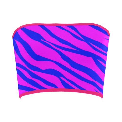 Hot Pink Blue Zebra Stripes Bandeau Top
