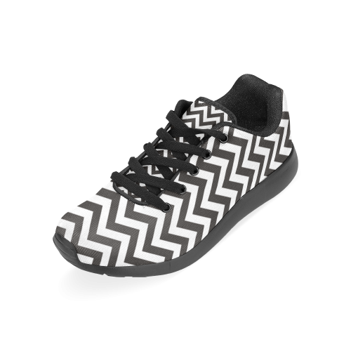 HIPSTER zigzag chevron pattern black & white Women’s Running Shoes (Model 020)