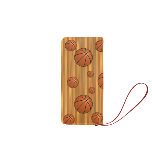 Basketballs with Wood Background Women's Clutch Wallet (Model 1637)