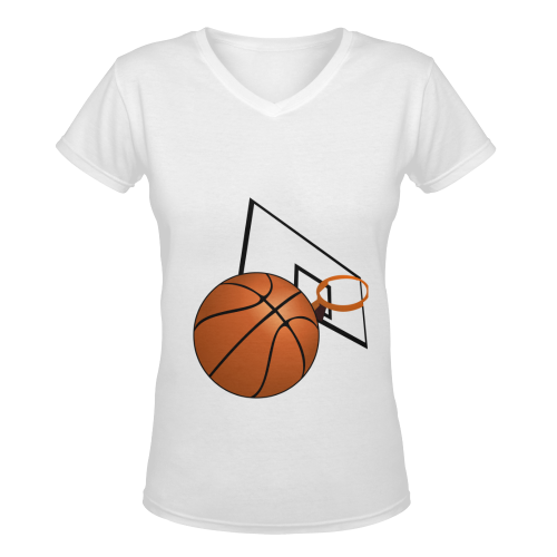 Basketball And Hoop Women's Deep V-neck T-shirt (Model T19)
