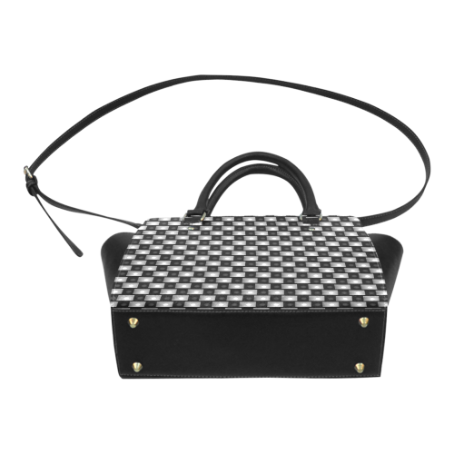 Interwoven Highlights - Black & Gray Classic Shoulder Handbag (Model 1653)