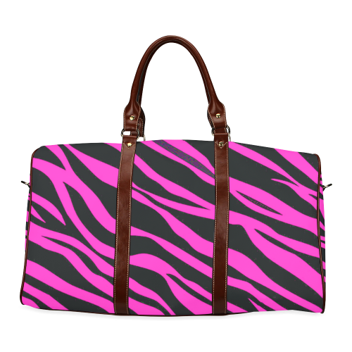 Hot Pink Zebra Stripes Waterproof Travel Bag/Small (Model 1639)