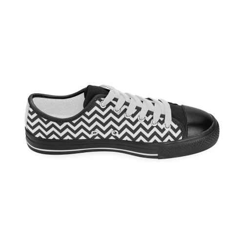 HIPSTER zigzag chevron pattern black & white Women's Classic Canvas Shoes (Model 018)